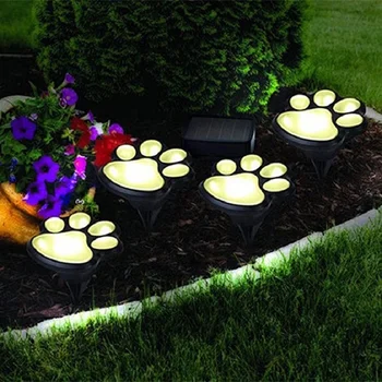 Солнечный светильник с отпечатком лапы кошки, 4 шт., светодиодный солнечный светильник, уличный фонарь, светодиодный светильник для украшения садовой дорожки