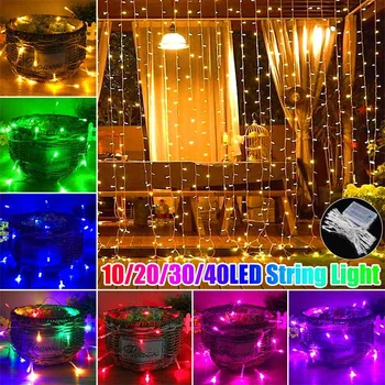 4 м 40 светодиодных гирлянд на батарейках, праздничная светодиодная лента для освещения сказочной рождественской елки, украшения свадебной вечеринки