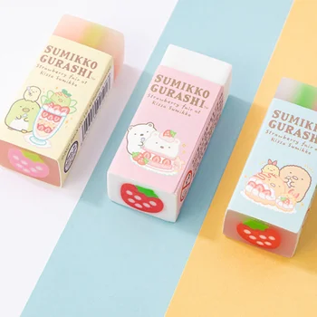 Красочный ластик серии Strawberry Sandwich, детский подарок, канцелярские школьные принадлежности Kawaii, ластики для детей