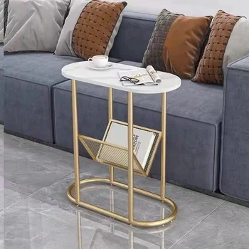 Роскошный приставной столик Скандинавский овальный диван в гостиной, маленький журнальный столик, простая современная прикроватная тумбочка, мраморный угловой столик, чайный столик