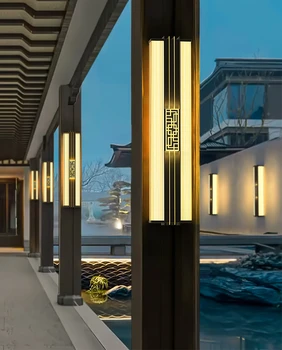 Настенный светильник водонепроницаемый садовый светильник в китайском стиле, вход в отель, виллу, длинный забор, настенный светильник, дверной передний светильник