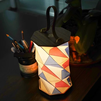 Винтажный Деревянный Складной Бумажный Фонарь, Портативный ночник с плавным затемнением, USB Перезаряжаемая настольная лампа, уличная лампа для кемпинга, палатка